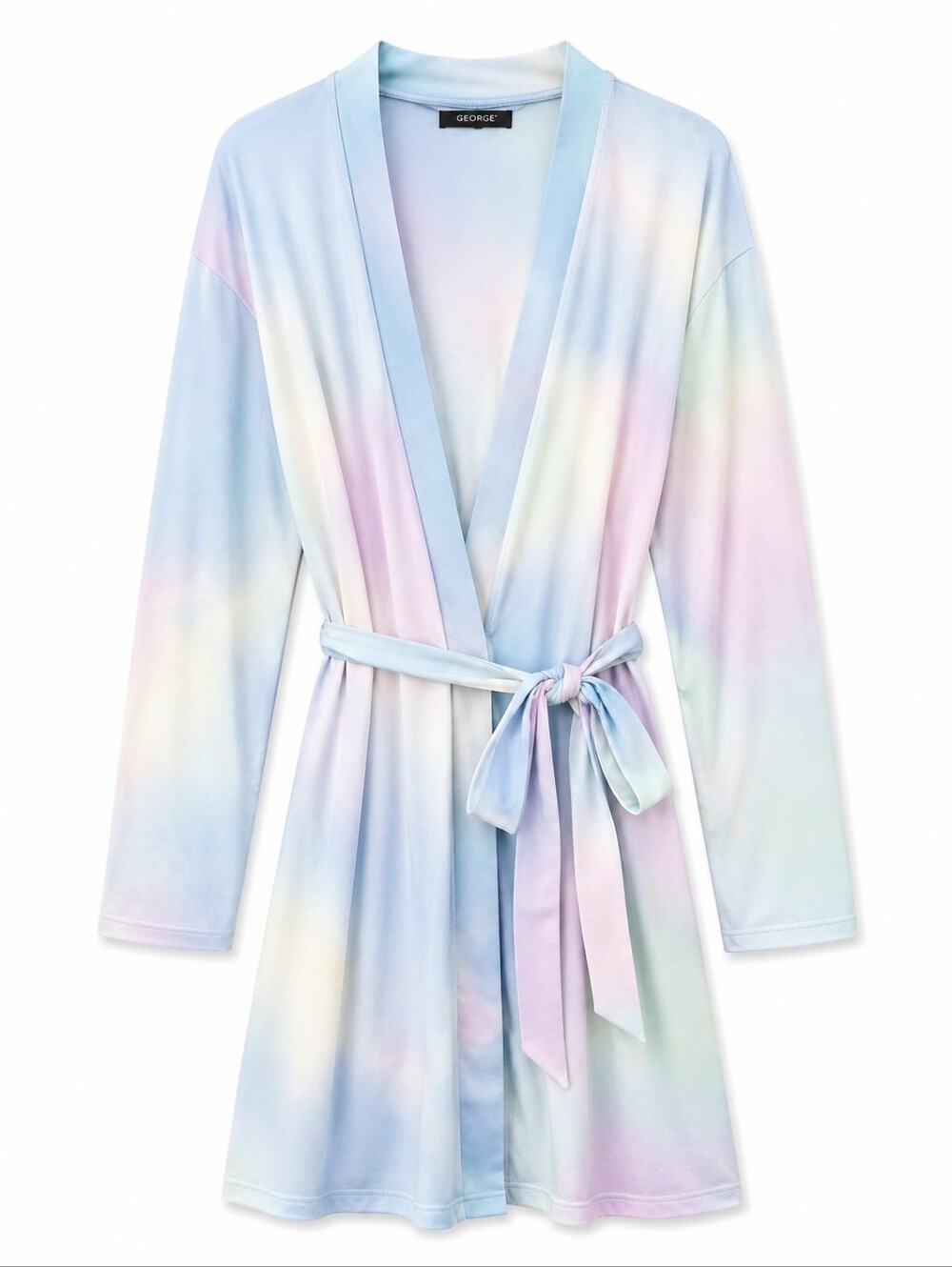 George Pastel Tie Dye Tie-Waist Robe - Soft Blue, Pink & Mint – Size L/XL EUC